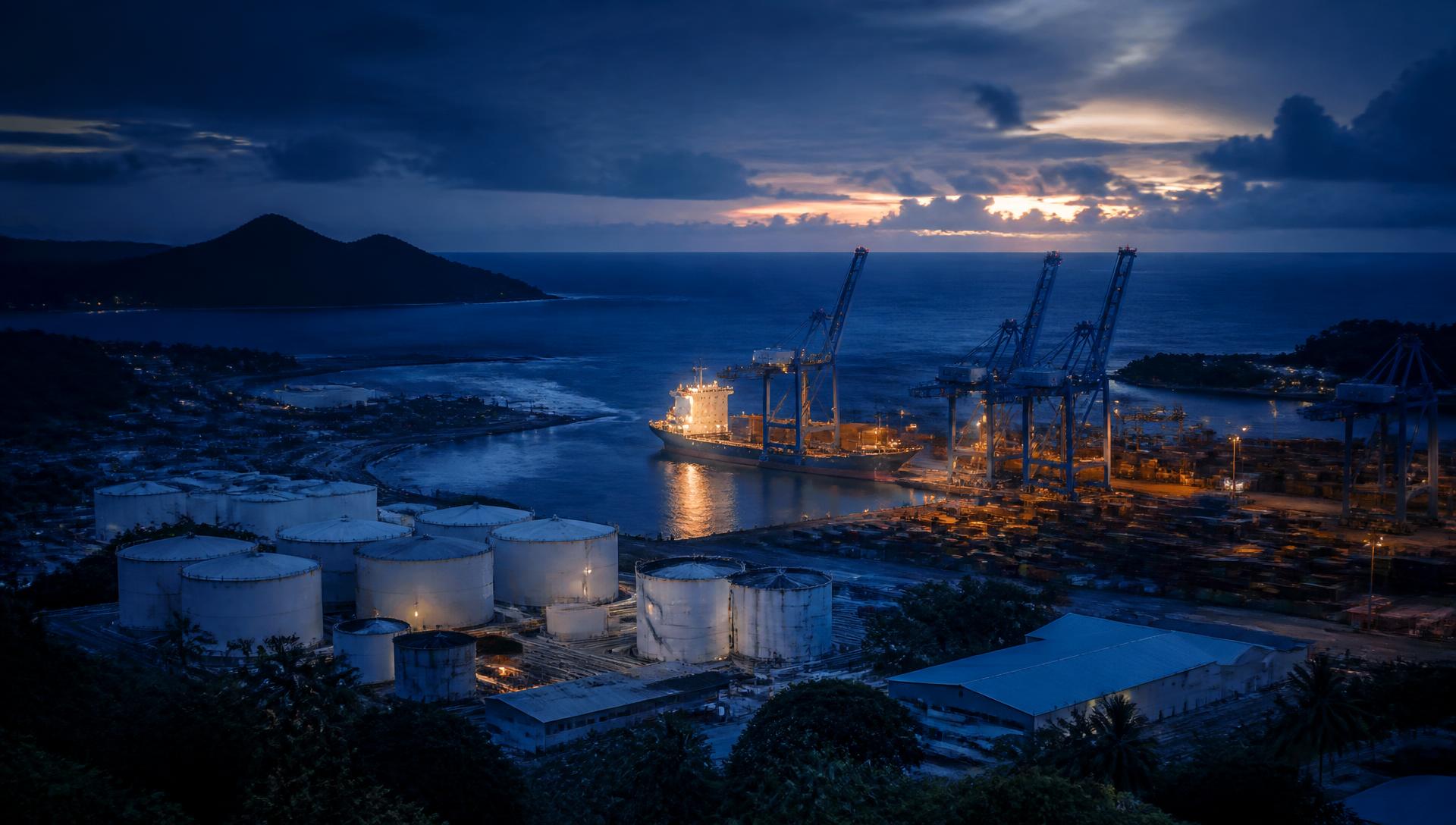 Industrial port and field operations site in Guam